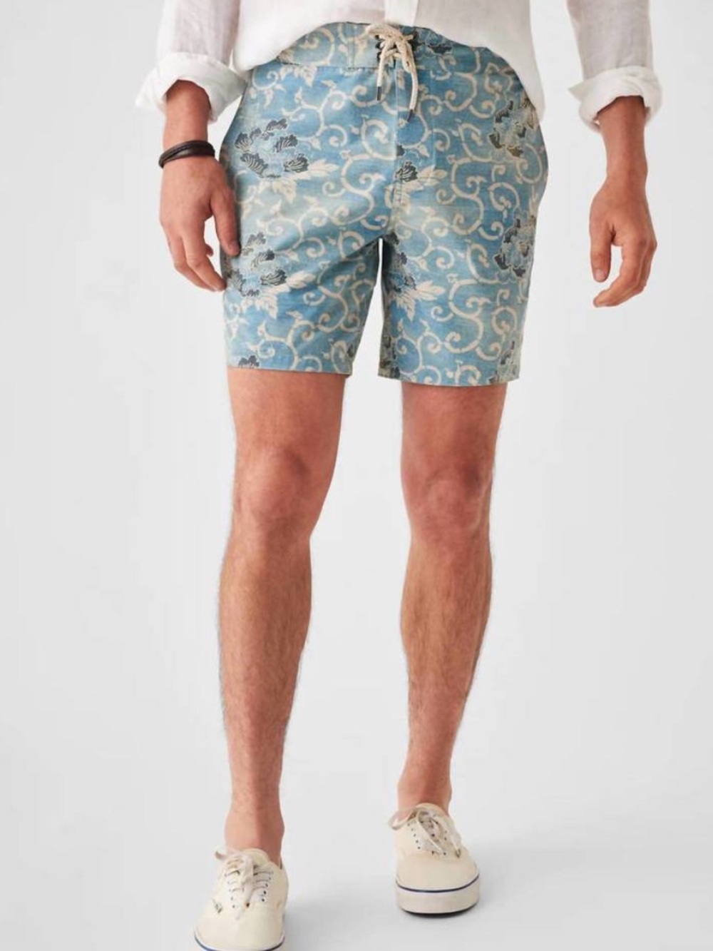Faherty Board Shorts Swim Trunks Men's Size 36 Indigo Blossom Batik Print